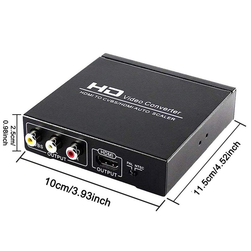 ENBUER محول HDMI إلى RCA و AV 3RCA، يدعم 1080P، PAL، NTSC لتلفاز HD والتلفزيونات القديمة (أسود، غلاف حديدي) - Image 3